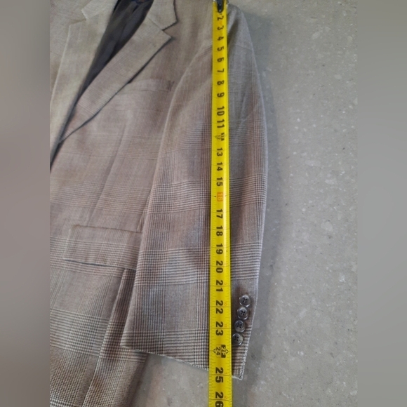 Vintage Tommy Hilfiger Mens Blazer Jacket Brown Plaid Virgin Wool 44R - Picture 14 of 16